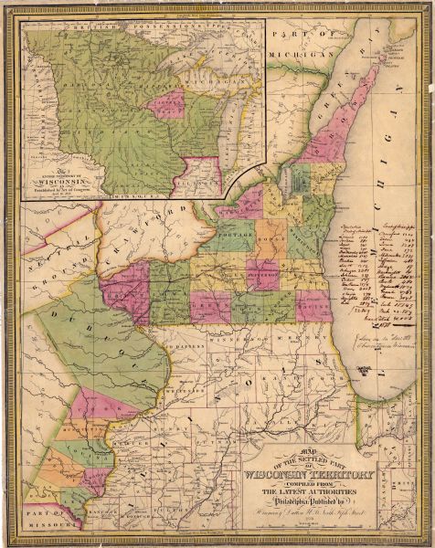 Map of the Wisconsin Territory Wisconsin Historical Images